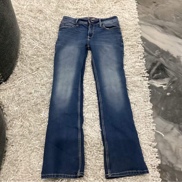 Wrangler Blue Denim Bootcut Jeans Size 7/8 x 32 - Picture 2 of 6